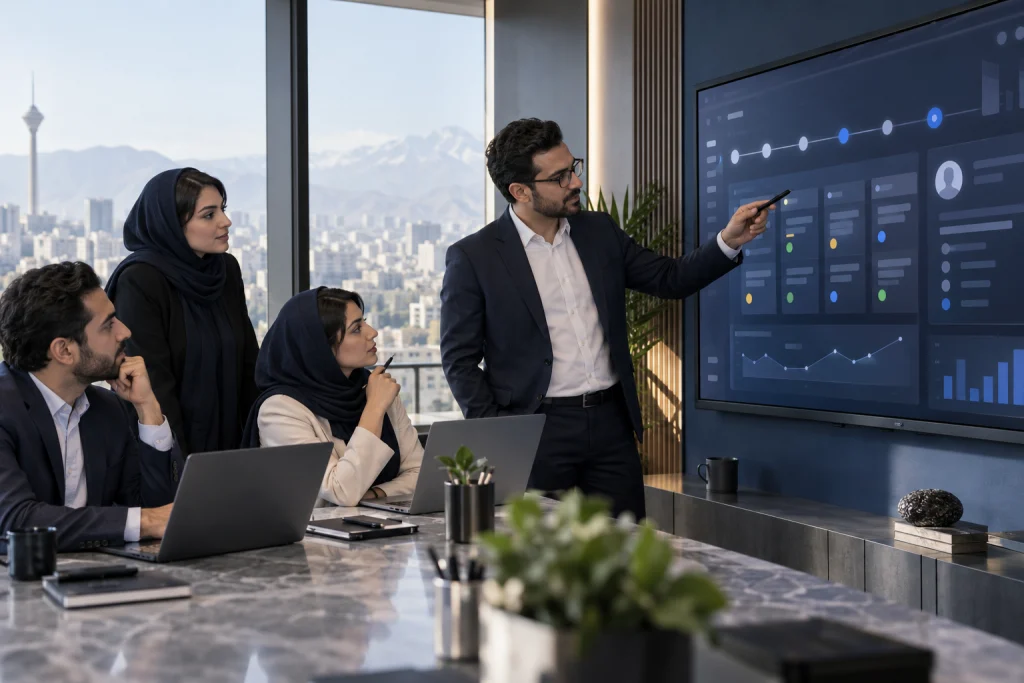 تصویر مفهومی مرتبط با CRM اختصاصی برای فرایند فروش و ارتباط با مشتری