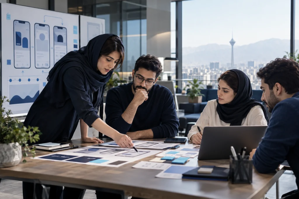 تصویر مفهومی مرتبط با توسعه محصول دیجیتال و نسخه اولیه MVP